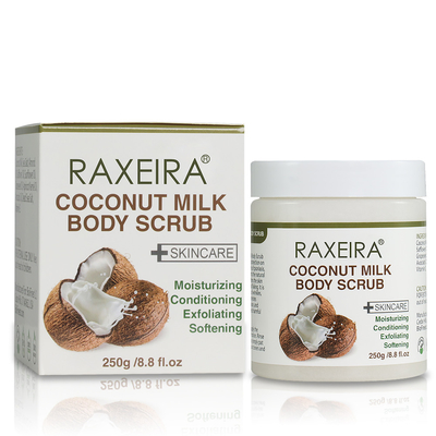 Exfoliate o corpo dos cuidados com a pele do leite de coco da pele esfregam a cor do preto 250g