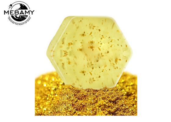 Do ouro feito a mão orgânico do sabão 24K do óleo de coco alvejante de limpeza natural da cara